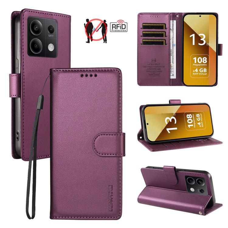 BETOPNICE Pearlescent RFID Vegan Leather Phone Case with Strap, For Redmi A5 4G 173.3mm, For Redmi Note 14S 4G / Note 13 Pro 4G, For Redmi K80 / K80 Pro / Poco F7 Pro 5G, For Redmi 14C / 14R / Poco M7 5G, For Redmi Note 14 4G 164.84mm                  ...