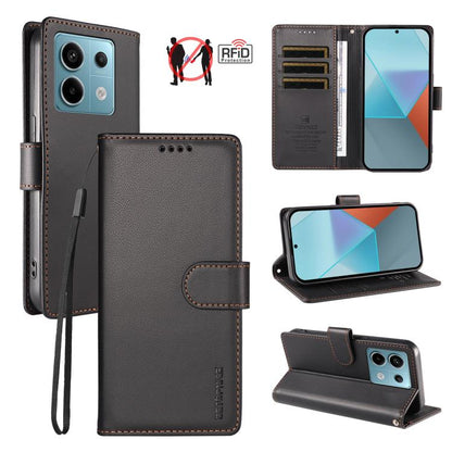 BETOPNICE Pearlescent RFID Vegan Leather Phone Case with Strap, For Redmi A5 4G 173.3mm, For Redmi Note 14S 4G / Note 13 Pro 4G, For Redmi K80 / K80 Pro / Poco F7 Pro 5G, For Redmi 14C / 14R / Poco M7 5G, For Redmi Note 14 4G 164.84mm                  ...