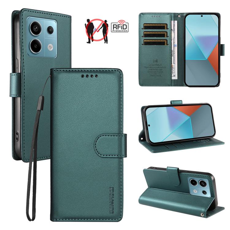 BETOPNICE Pearlescent RFID Vegan Leather Phone Case with Strap, For Redmi A5 4G 173.3mm, For Redmi Note 14S 4G / Note 13 Pro 4G, For Redmi K80 / K80 Pro / Poco F7 Pro 5G, For Redmi 14C / 14R / Poco M7 5G, For Redmi Note 14 4G 164.84mm                  ...