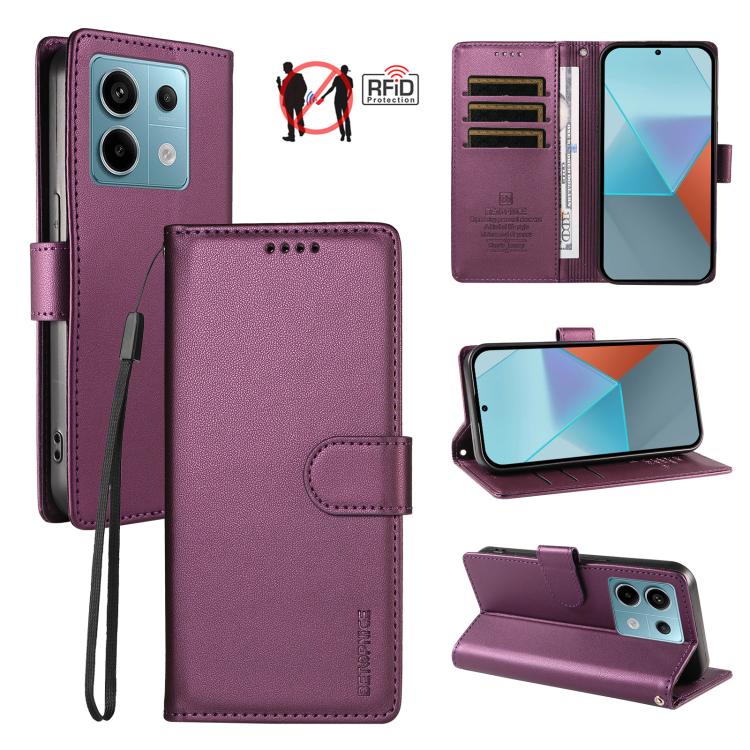 BETOPNICE Pearlescent RFID Vegan Leather Phone Case with Strap, For Redmi A5 4G 173.3mm, For Redmi Note 14S 4G / Note 13 Pro 4G, For Redmi K80 / K80 Pro / Poco F7 Pro 5G, For Redmi 14C / 14R / Poco M7 5G, For Redmi Note 14 4G 164.84mm                  ...