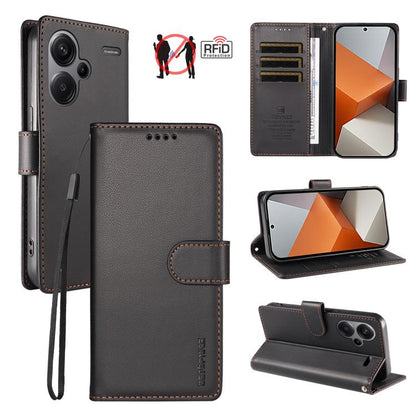 BETOPNICE Pearlescent RFID Vegan Leather Phone Case with Strap, For Redmi Note 13 Pro+ 5G, For Redmi 12 / Note 12R / Poco M6 Pro 5G, For Redmi Note 12 Turbo / Poco F5, For Redmi 11A 4G / Poco C55