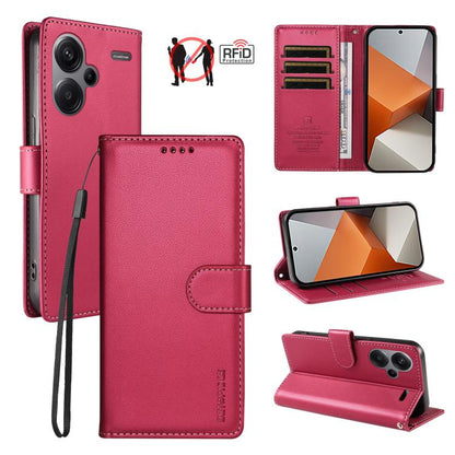 BETOPNICE Pearlescent RFID Vegan Leather Phone Case with Strap, For Redmi Note 13 Pro+ 5G, For Redmi 12 / Note 12R / Poco M6 Pro 5G, For Redmi Note 12 Turbo / Poco F5, For Redmi 11A 4G / Poco C55