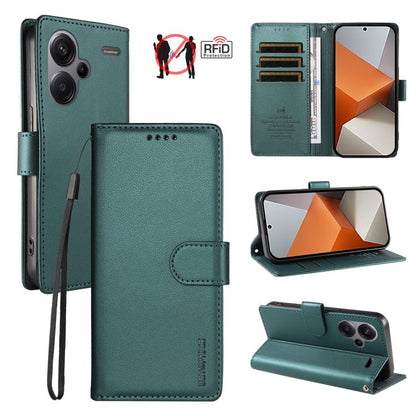 BETOPNICE Pearlescent RFID Vegan Leather Phone Case with Strap, For Redmi Note 13 Pro+ 5G, For Redmi 12 / Note 12R / Poco M6 Pro 5G, For Redmi Note 12 Turbo / Poco F5, For Redmi 11A 4G / Poco C55