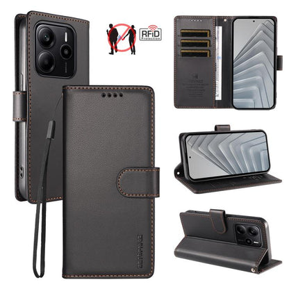 BETOPNICE Pearlescent RFID Vegan Leather Phone Case with Strap, For Redmi A5 4G 173.3mm, For Redmi Note 14S 4G / Note 13 Pro 4G, For Redmi K80 / K80 Pro / Poco F7 Pro 5G, For Redmi 14C / 14R / Poco M7 5G, For Redmi Note 14 4G 164.84mm                  ...