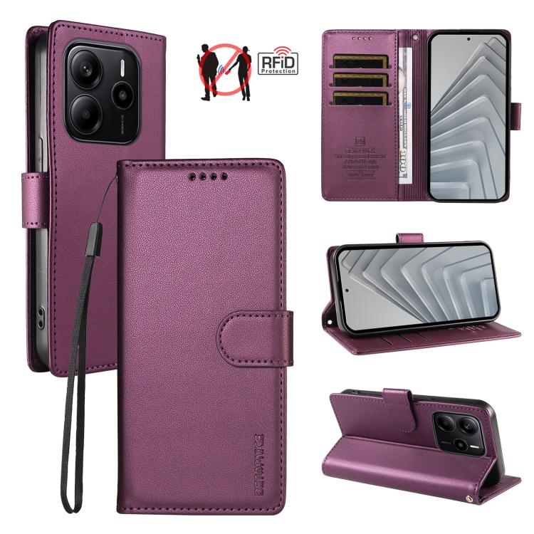 BETOPNICE Pearlescent RFID Vegan Leather Phone Case with Strap, For Redmi A5 4G 173.3mm, For Redmi Note 14S 4G / Note 13 Pro 4G, For Redmi K80 / K80 Pro / Poco F7 Pro 5G, For Redmi 14C / 14R / Poco M7 5G, For Redmi Note 14 4G 164.84mm                  ...