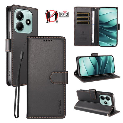 BETOPNICE Pearlescent RFID Vegan Leather Phone Case with Strap, For Redmi A5 4G 173.3mm, For Redmi Note 14S 4G / Note 13 Pro 4G, For Redmi K80 / K80 Pro / Poco F7 Pro 5G, For Redmi 14C / 14R / Poco M7 5G, For Redmi Note 14 4G 164.84mm                  ...