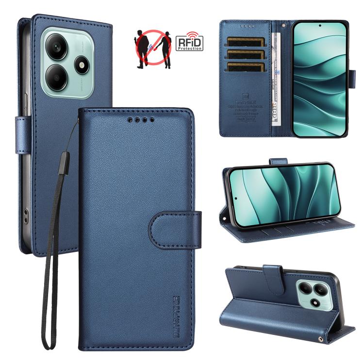 BETOPNICE Pearlescent RFID Vegan Leather Phone Case with Strap, For Redmi A5 4G 173.3mm, For Redmi Note 14S 4G / Note 13 Pro 4G, For Redmi K80 / K80 Pro / Poco F7 Pro 5G, For Redmi 14C / 14R / Poco M7 5G, For Redmi Note 14 4G 164.84mm                  ...