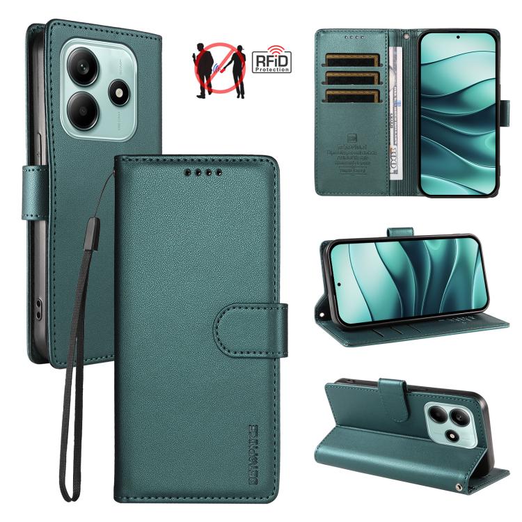 BETOPNICE Pearlescent RFID Vegan Leather Phone Case with Strap, For Redmi A5 4G 173.3mm, For Redmi Note 14S 4G / Note 13 Pro 4G, For Redmi K80 / K80 Pro / Poco F7 Pro 5G, For Redmi 14C / 14R / Poco M7 5G, For Redmi Note 14 4G 164.84mm                  ...