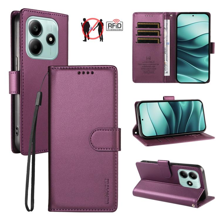 BETOPNICE Pearlescent RFID Vegan Leather Phone Case with Strap, For Redmi A5 4G 173.3mm, For Redmi Note 14S 4G / Note 13 Pro 4G, For Redmi K80 / K80 Pro / Poco F7 Pro 5G, For Redmi 14C / 14R / Poco M7 5G, For Redmi Note 14 4G 164.84mm                  ...