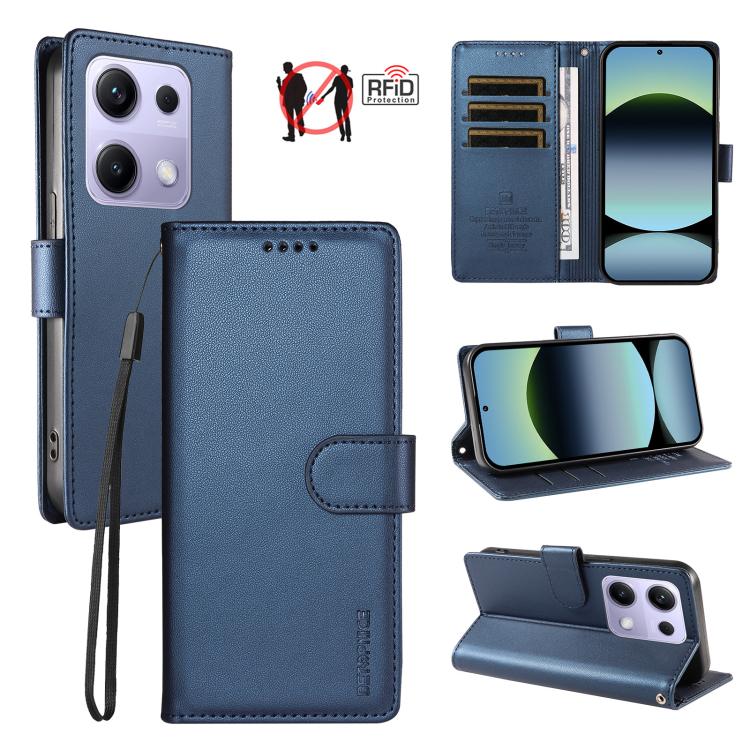 BETOPNICE Pearlescent RFID Vegan Leather Phone Case with Strap, For Redmi A5 4G 173.3mm, For Redmi Note 14S 4G / Note 13 Pro 4G, For Redmi K80 / K80 Pro / Poco F7 Pro 5G, For Redmi 14C / 14R / Poco M7 5G, For Redmi Note 14 4G 164.84mm                  ...