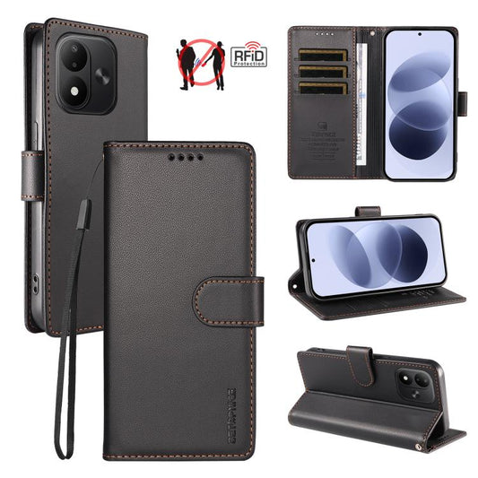 BETOPNICE Pearlescent RFID Vegan Leather Phone Case with Strap, For Redmi Note 17 5G / 4G Global 169.7mm, For Redmi 17C 5G, For Redmi Note 17 Pro+ 5G Global 163.4mm, For Redmi 17 5G / 4G Global 170mm, For Redmi A7 4G / A5 4G 171.7mm / Poco C71         ...