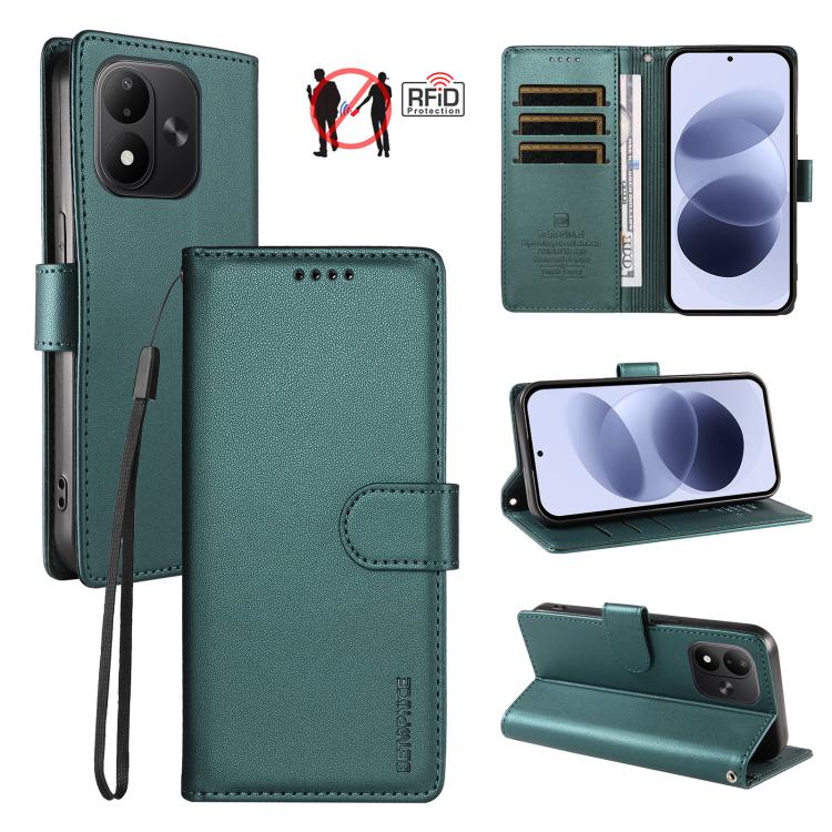 BETOPNICE Pearlescent RFID Vegan Leather Phone Case with Strap, For Redmi Note 17 5G / 4G Global 171mm, For Redmi Note 17 Pro+ 5G Global 163mm, For Redmi 17 5G / 4G Global 170mm, For Redmi A7 4G / A5 4G 171.7mm / Poco C71                               ...