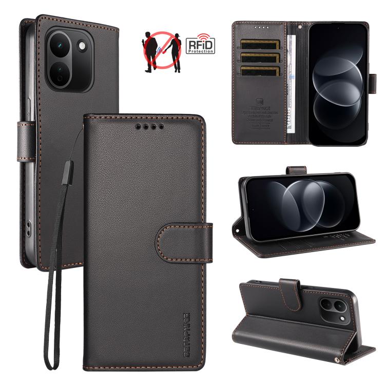 BETOPNICE Pearlescent RFID Vegan Leather Phone Case with Strap, For Redmi Note 17 5G / 4G Global 171mm, For Redmi Note 17 Pro+ 5G Global 163mm, For Redmi 17 5G / 4G Global 170mm, For Redmi A7 4G / A5 4G 171.7mm / Poco C71                               ...