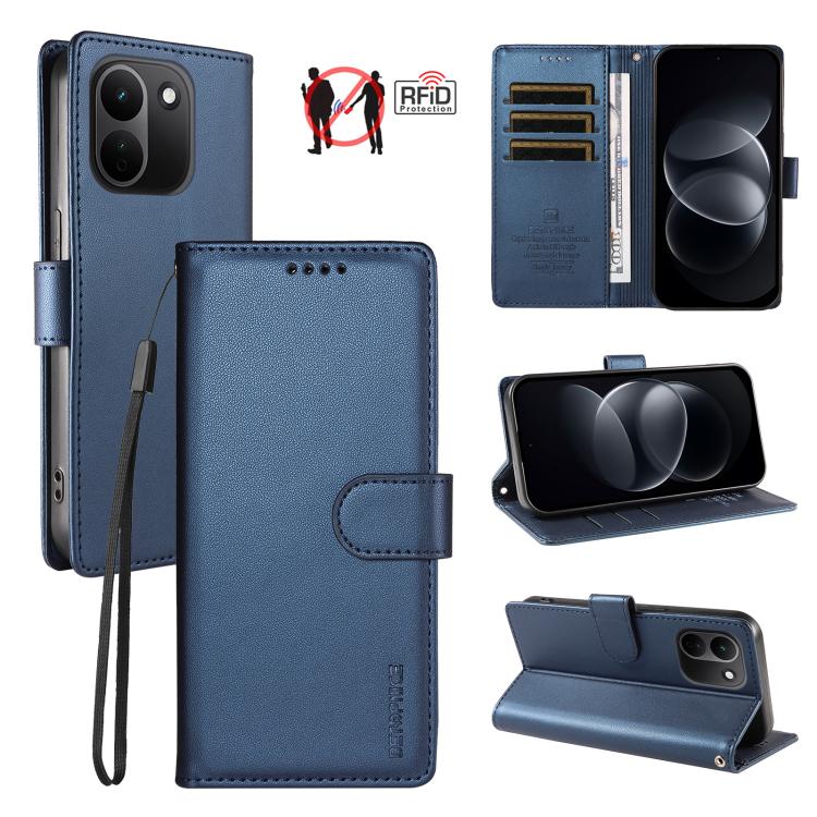 BETOPNICE Pearlescent RFID Vegan Leather Phone Case with Strap, For Redmi Note 17 5G / 4G Global 171mm, For Redmi Note 17 Pro+ 5G Global 163mm, For Redmi 17 5G / 4G Global 170mm, For Redmi A7 4G / A5 4G 171.7mm / Poco C71                               ...