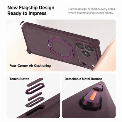 Textured Non-slip Shockproof Magnetic Phone Case with Holder, For iPhone 18 Pro, For iPhone 18 Pro Max, For iPhone 17 Pro Max, For iPhone 17 Pro