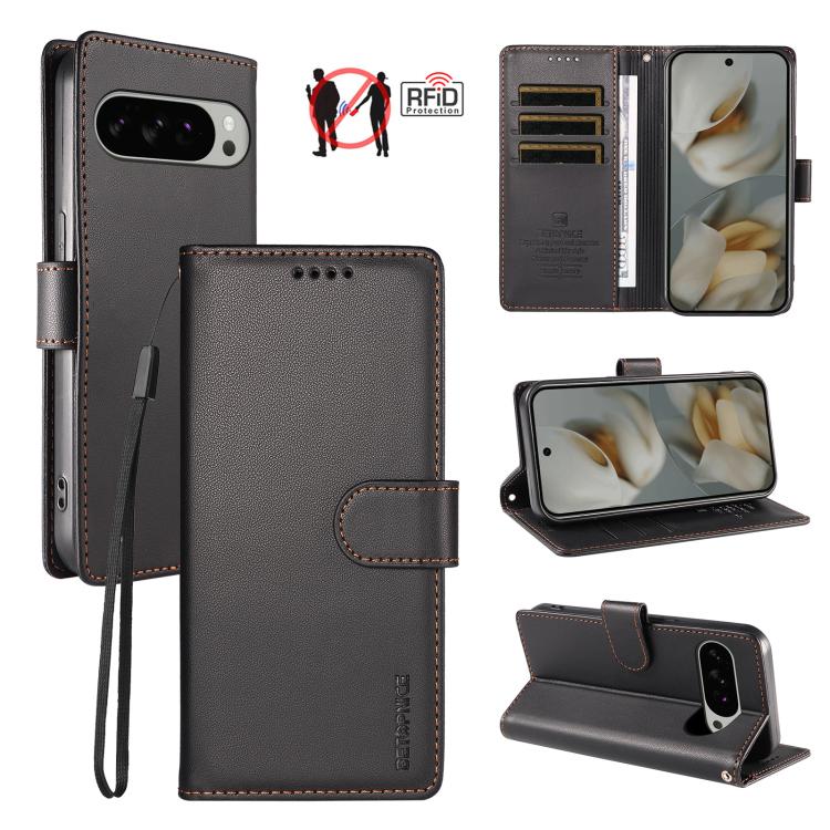 BETOPNICE Pearlescent RFID Vegan Leather Phone Case with Strap, For Google Pixel 11 Pro XL / 10 Pro XL, For Google Pixel 11 / 11 Pro / 10 / 10 Pro, For Google Pixel 10a, For Google Pixel 9a
