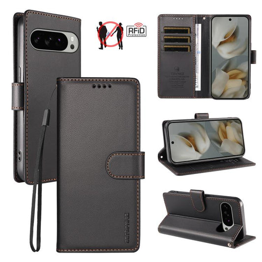 BETOPNICE Pearlescent RFID Vegan Leather Phone Case with Strap, For Google Pixel 11 Pro XL / 10 Pro XL, For Google Pixel 11 / 11 Pro / 10 / 10 Pro, For Google Pixel 10a, For Google Pixel 9a