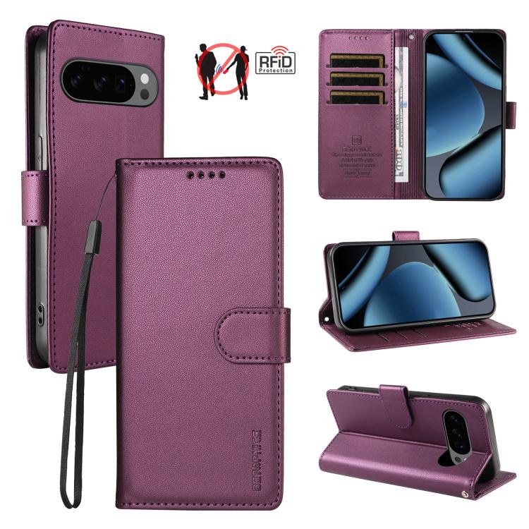 BETOPNICE Pearlescent RFID Vegan Leather Phone Case with Strap, For Google Pixel 11 Pro XL / 10 Pro XL, For Google Pixel 11 / 11 Pro / 10 / 10 Pro, For Google Pixel 10a, For Google Pixel 9a