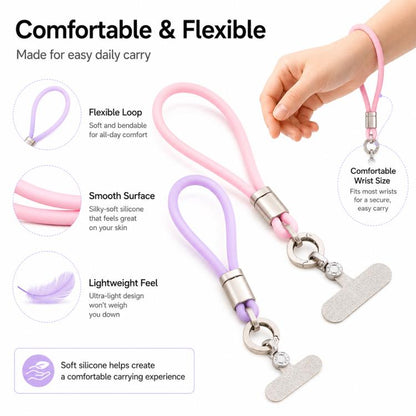 Silicone Wrist Strap Phone Lanyard with Tether Pad for Women Girls