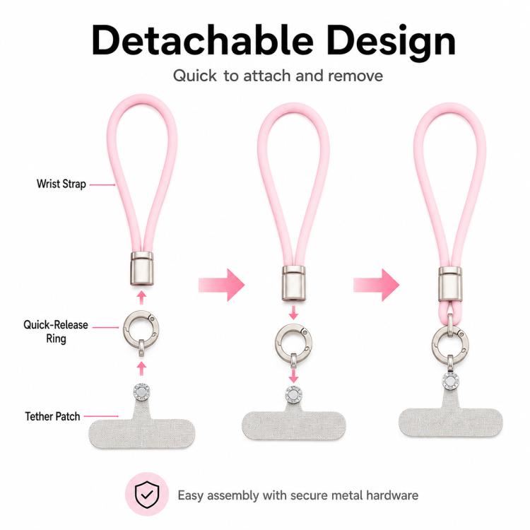 Silicone Wrist Strap Phone Lanyard with Tether Pad for Women Girls