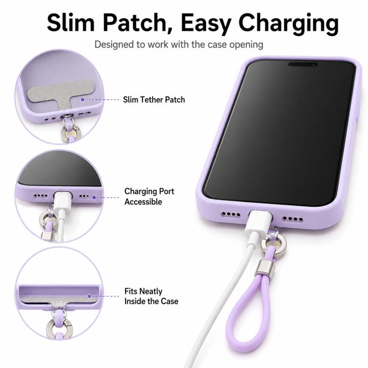 Silicone Wrist Strap Phone Lanyard with Tether Pad for Women Girls