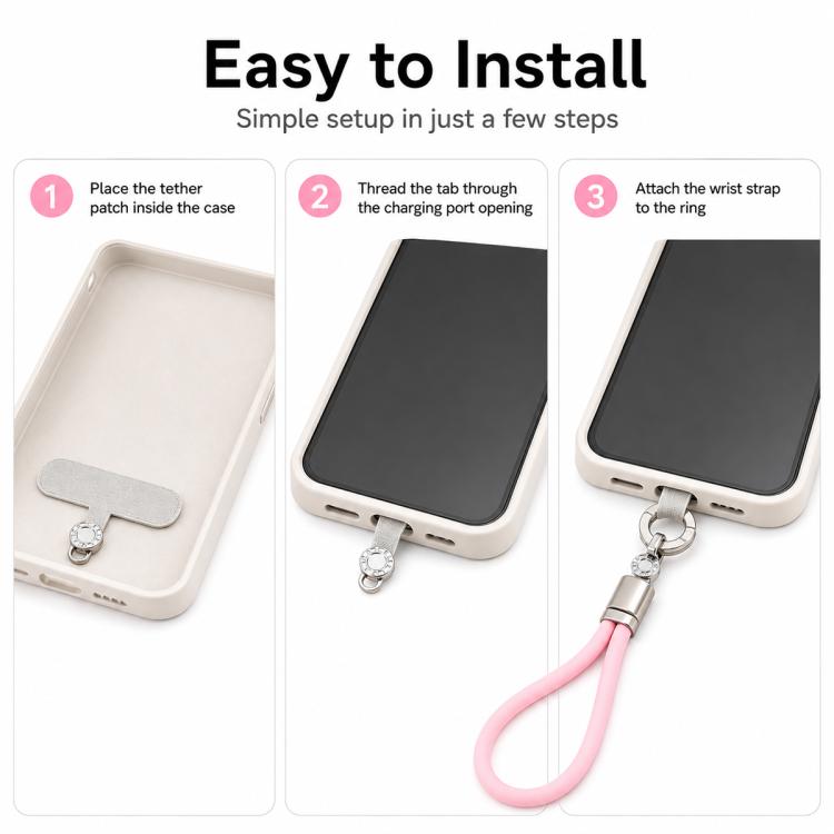 Silicone Wrist Strap Phone Lanyard with Tether Pad for Women Girls