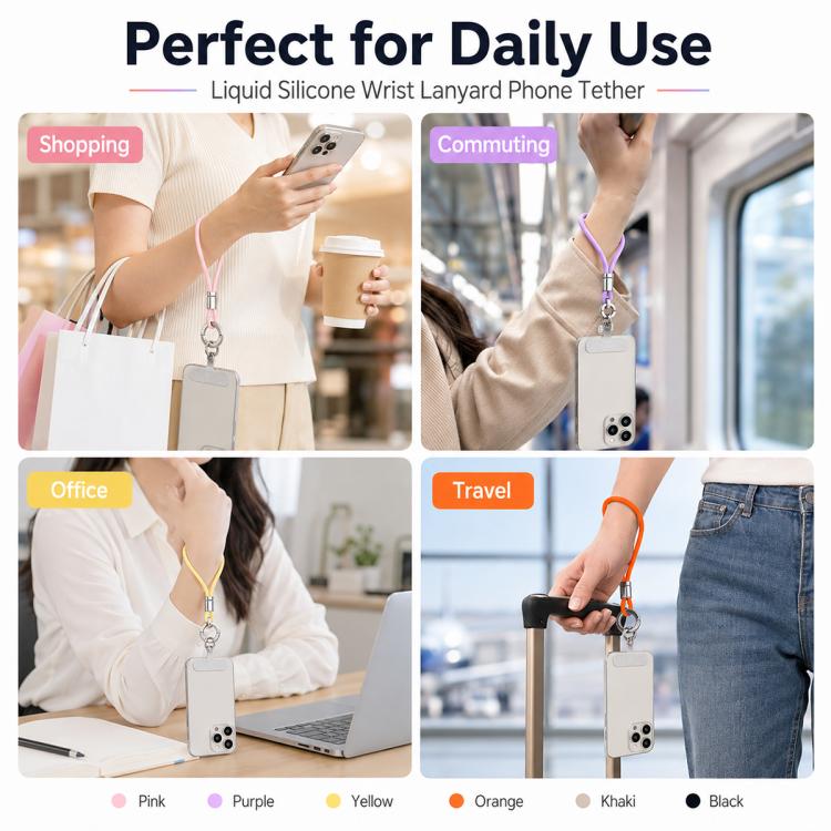 Silicone Wrist Strap Phone Lanyard with Tether Pad for Women Girls