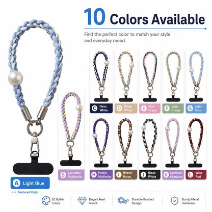 Braided Twist-Style Wrist Strap Phone Lanyard with Tether Pad for Women Girls