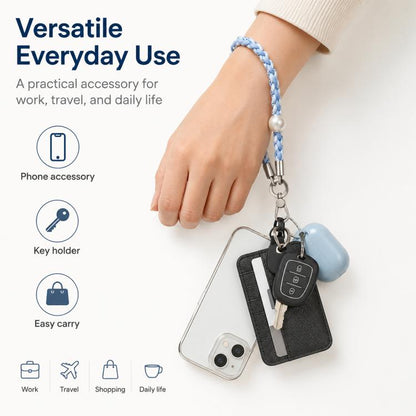 Braided Twist-Style Wrist Strap Phone Lanyard with Tether Pad for Women Girls