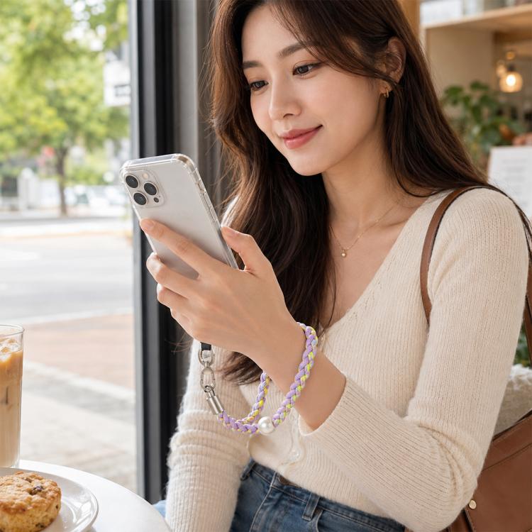 Braided Twist-Style Wrist Strap Phone Lanyard with Tether Pad for Women Girls