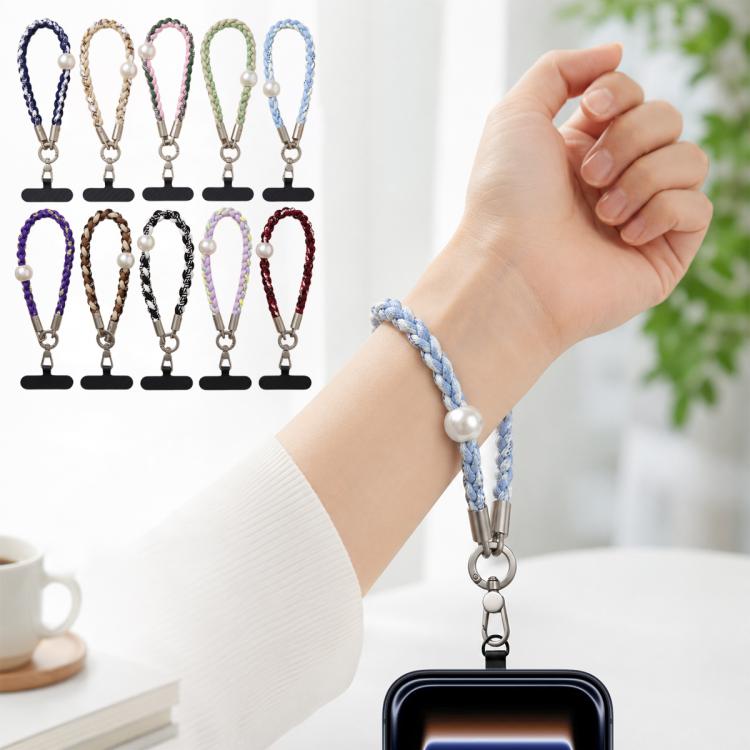 Braided Twist-Style Wrist Strap Phone Lanyard with Tether Pad for Women Girls