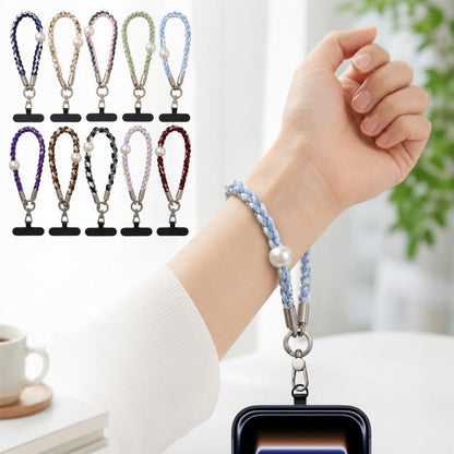 Braided Twist-Style Wrist Strap Phone Lanyard with Tether Pad for Women Girls
