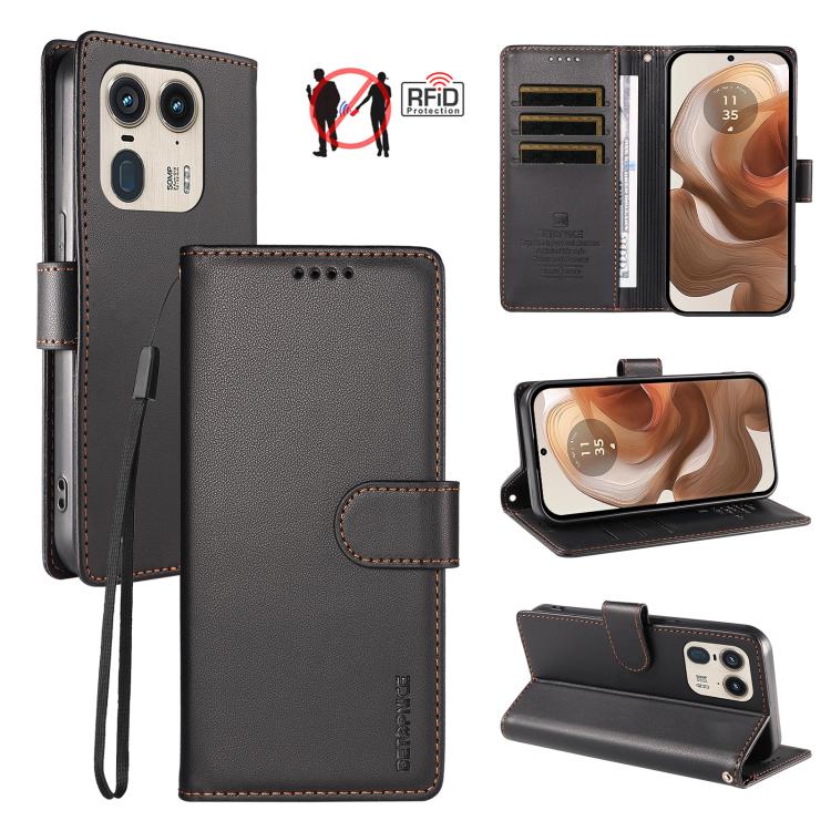 BETOPNICE Pearlescent RFID Vegan Leather Phone Case with Strap, For Motorola Moto G85 / S50 Neo, For Motorola Moto G04 / G04s / G24 / E14, For Motorola Edge 50 Ultra / Moto X50 Ultra