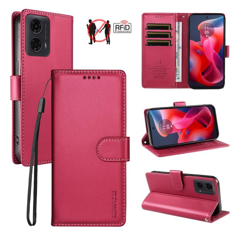 BETOPNICE Pearlescent RFID Vegan Leather Phone Case with Strap, For Motorola Moto G85 / S50 Neo, For Motorola Moto G04 / G04s / G24 / E14, For Motorola Edge 50 Ultra / Moto X50 Ultra