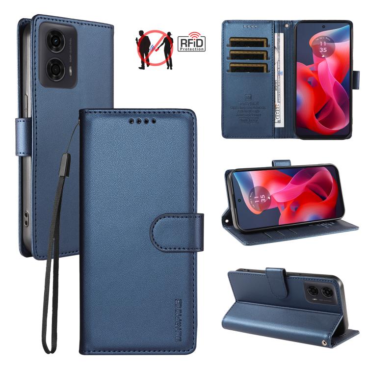 BETOPNICE Pearlescent RFID Vegan Leather Phone Case with Strap, For Motorola Moto G85 / S50 Neo, For Motorola Moto G04 / G04s / G24 / E14, For Motorola Edge 50 Ultra / Moto X50 Ultra
