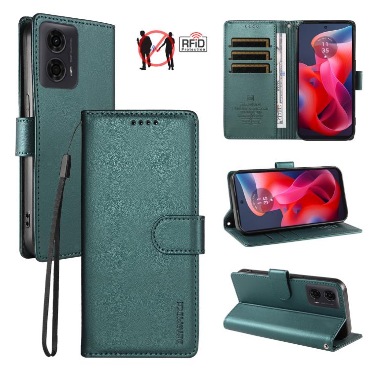 BETOPNICE Pearlescent RFID Vegan Leather Phone Case with Strap, For Motorola Moto G85 / S50 Neo, For Motorola Moto G04 / G04s / G24 / E14, For Motorola Edge 50 Ultra / Moto X50 Ultra