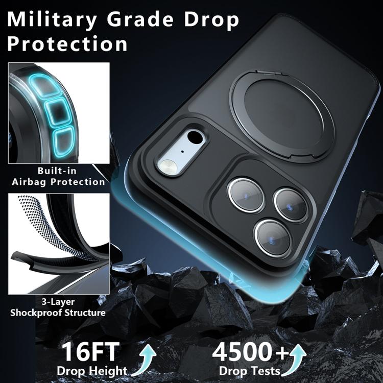 Armor Magnetic Holder PC Hybrid TPU Phone Case, For iPhone 18 Pro, For iPhone 18 Pro Max, For iPhone 17 Pro Max, For iPhone 17 Pro