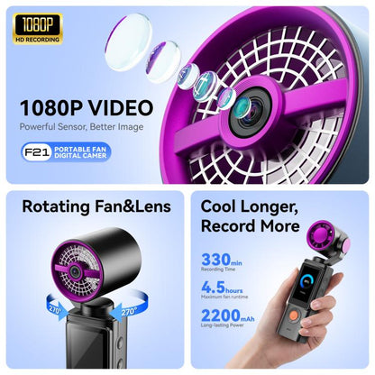 F21 1.97 inch IPS Screen 1080P HD Handheld Vlog Video Camera with Fan