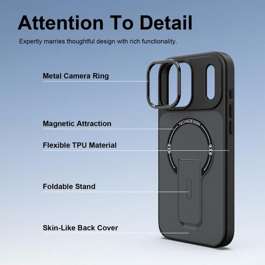 Skin-Feel TPU Hybrid PC Magnetic Phone Case with Kickstand, For iPhone 18 Pro, For iPhone 18 Pro Max