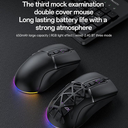 Yesido KB46 Wired 2.4G Bluetooth RGB 3 Modes Rechargeable Mouse