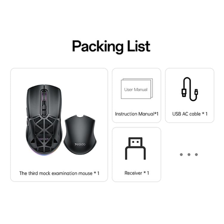 Yesido KB46 Wired 2.4G Bluetooth RGB 3 Modes Rechargeable Mouse
