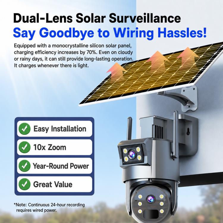 1080P HD Dual-Lens Smart Solar Energy Surveillance Camera without Memory Card, WiFi Version, 4G European Version, 4G US Version