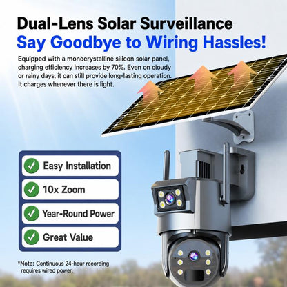 1080P HD Dual-Lens Smart Solar Energy Surveillance Camera without Memory Card, WiFi Version, 4G European Version, 4G US Version