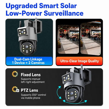 1080P HD Dual-Lens Smart Solar Energy Surveillance Camera without Memory Card, WiFi Version, 4G European Version, 4G US Version
