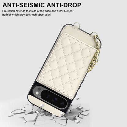 Rhombic Card Bag Magnetic Phone Case with Crossbody & Wrist Strap, For Google Pixel 10 Pro XL / 9 Pro XL
