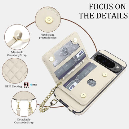 Rhombic Card Bag Magnetic Phone Case with Crossbody & Wrist Strap, For Google Pixel 10 Pro XL / 9 Pro XL