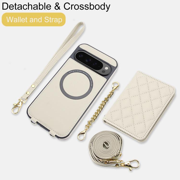 Rhombic Card Bag Magnetic Phone Case with Crossbody & Wrist Strap, For Google Pixel 10 Pro XL / 9 Pro XL