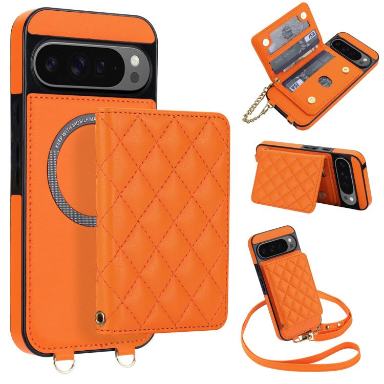 Rhombic Card Bag Magnetic Phone Case with Crossbody & Wrist Strap, For Google Pixel 10a, For Google Pixel 10 Pro XL / 9 Pro XL, For Google Pixel 10 / 10 Pro / 9 / 9 Pro, For Google Pixel 9a, For Google Pixel 8a, For Google Pixel 8 Pro, For Google Pixel 8