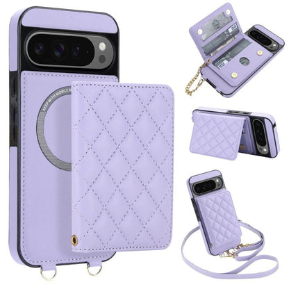 Rhombic Card Bag Magnetic Phone Case with Crossbody & Wrist Strap, For Google Pixel 10a, For Google Pixel 10 Pro XL / 9 Pro XL, For Google Pixel 10 / 10 Pro / 9 / 9 Pro, For Google Pixel 9a, For Google Pixel 8a, For Google Pixel 8 Pro, For Google Pixel 8