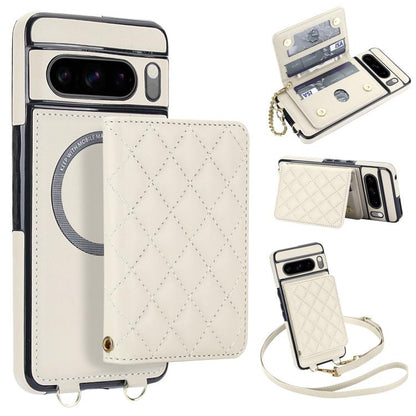 Rhombic Card Bag Magnetic Phone Case with Crossbody & Wrist Strap, For Google Pixel 10a, For Google Pixel 10 Pro XL / 9 Pro XL, For Google Pixel 10 / 10 Pro / 9 / 9 Pro, For Google Pixel 9a, For Google Pixel 8a, For Google Pixel 8 Pro, For Google Pixel 8
